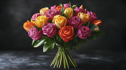 Vibrant bouquet of roses and tulips (37)