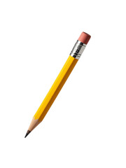 A bright yellow pencil on a white or transparent background.