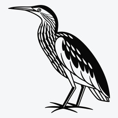Obraz premium American Bittern Silhouette White background illustration Generative Ai