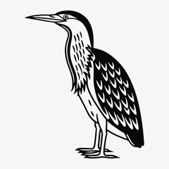 Fototapeta premium American Bittern Silhouette White background illustration Generative Ai