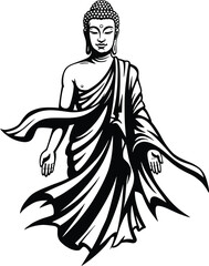 Fototapeta premium Buddha Vector Illustration in Solid Black — Minimalist Contemporary Buddhist Art