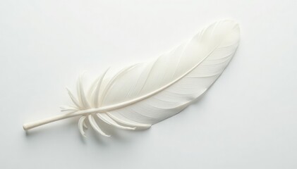 Obraz premium Soft focus, white feathers on a stark white background, calm, high-resolution