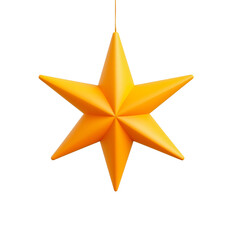Obraz premium Shiny six-pointed geometric yellow star ornament for holiday or Christmas decoration isolated on transparent background