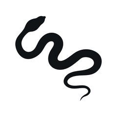 Fototapeta premium Stylized Snake Silhouette Illustration Wildlife Reptile Design Element Minimalist Graphic Icon Serpent Isolated Vector Image Black And White Background