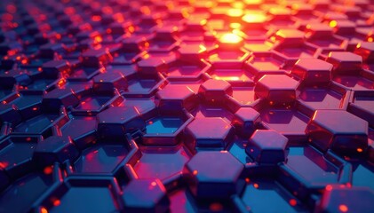 Obraz premium Intricate tessellation of hexagons in vibrant hues, graphic, geometry, seamless