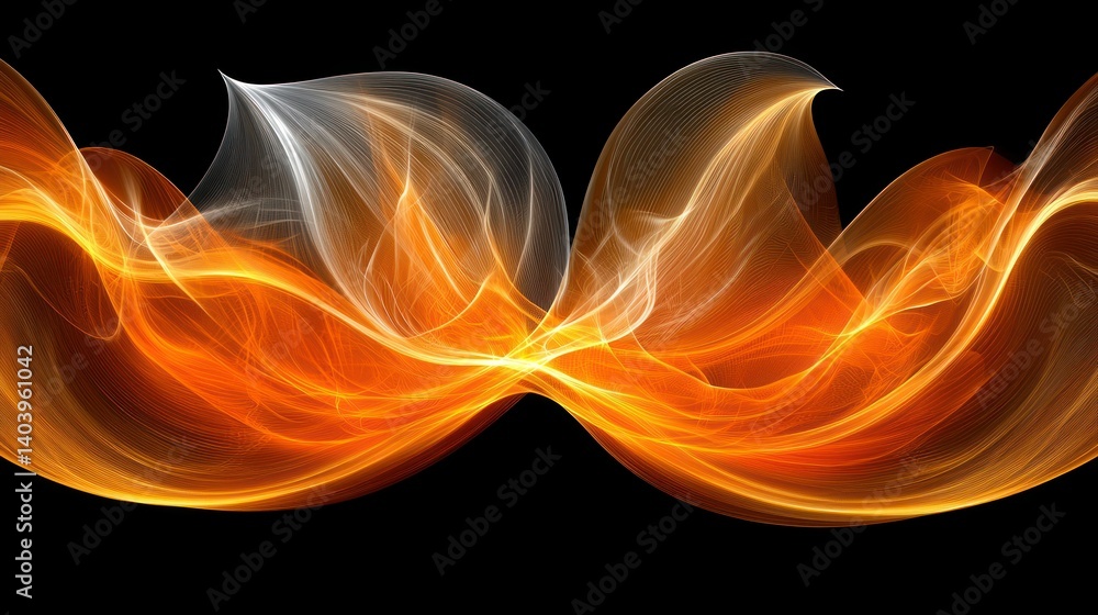 Poster fiery abstract waves: a digital artwork of flowing energy and dynamic forms