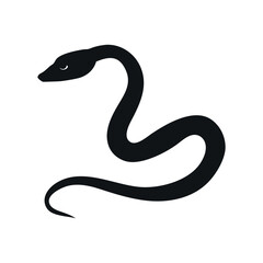 Minimalist Black Snake Silhouette Illustration On White Background Reptilian Wildlife Symbol Simple Shape Design Isolated Vector Image