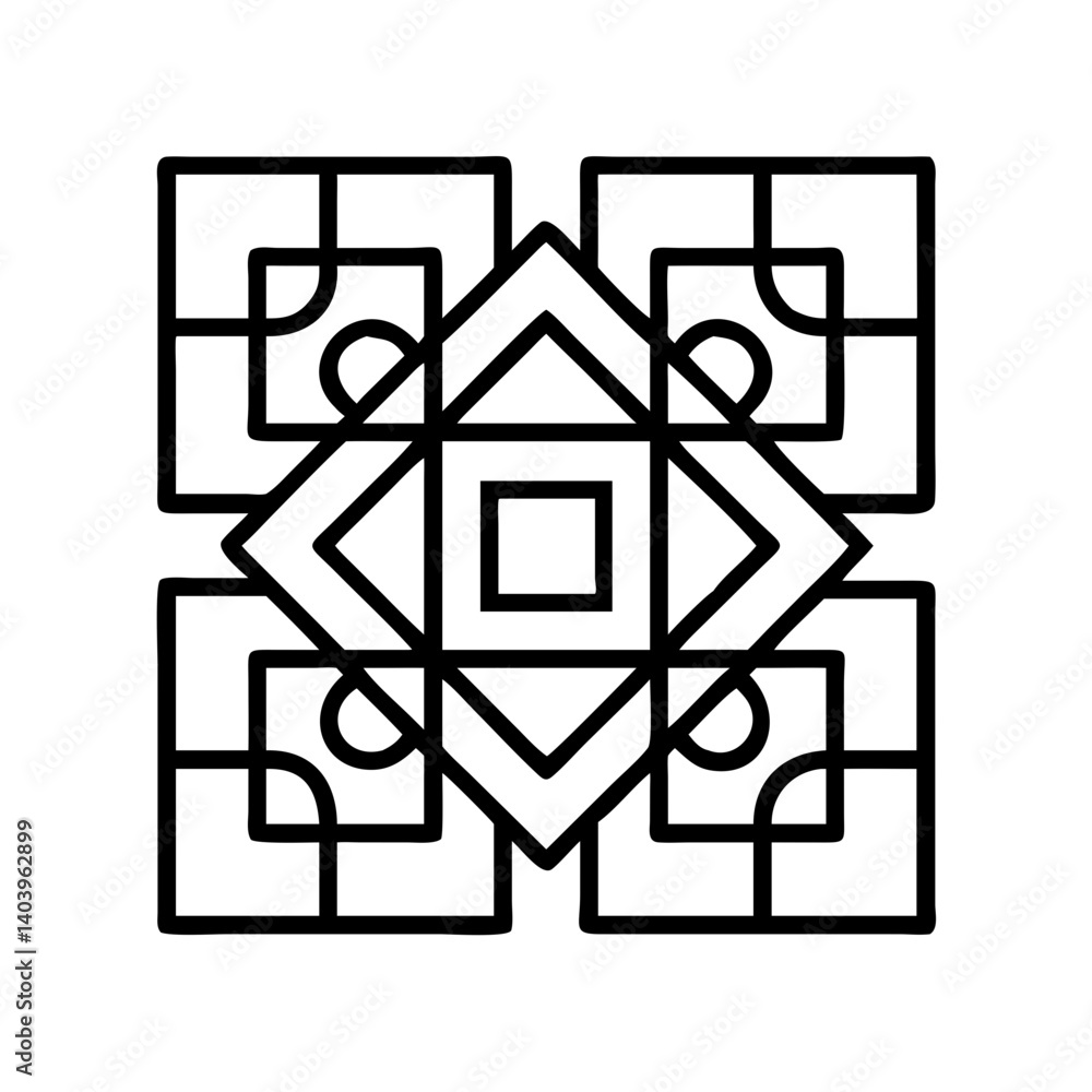 Poster geometric abstract art design square triangle circle pattern symmetrical modern shape vector graphic