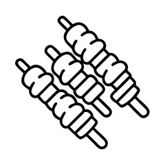 Delicious grilled shish kebab skewers barbecue icon vector image for food and restaurant menu design