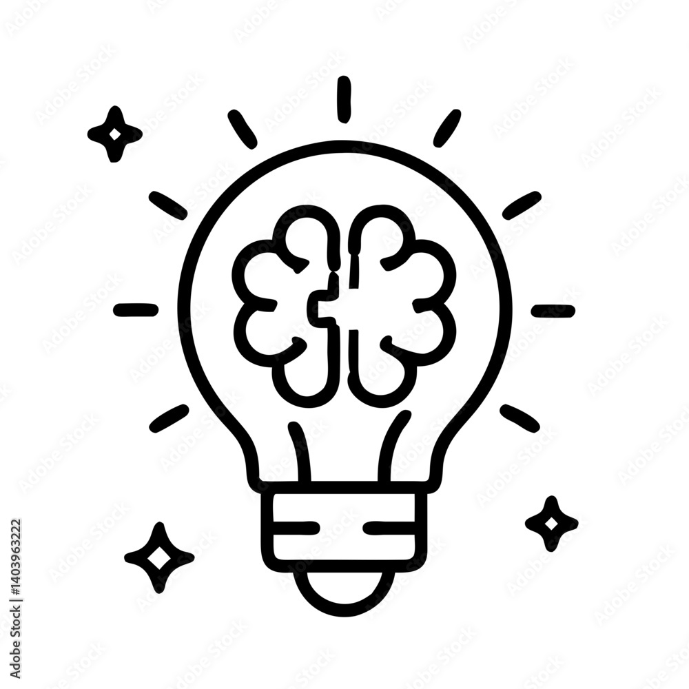 Aufkleber brainstorming creativity and idea generation concept with lightbulb and brain icon vector art