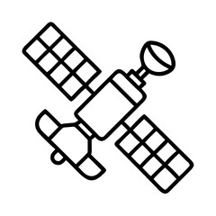 Satellite icon vector illustration of space satellite communication technology orbiting earth system
