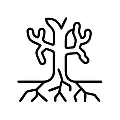Isolated line art tree vector design, nature illustration, tree drawing, tree icon, tree outline