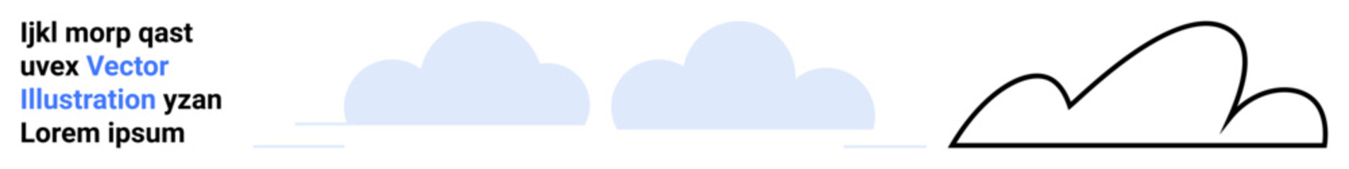 Cloud shapes in soft blue gradient and minimalist black outline. Ideal for weather, forecast, nature, abstract design, digital visuals, branding, animation, simple landing page