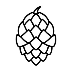 Isolated vector illustration of a hop cone drawing for beer brewing ingredient design element