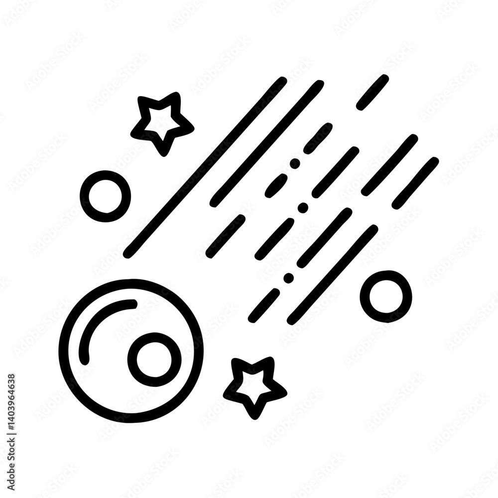 Poster isolated falling star icon with planet and meteor shower vector illustration design element