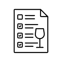 Wine tasting checklist template vector, wine selection guide, wine menu checklist, wine list icon