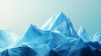 Abstract blue mountain landscape digital art illustration 3d sky low icy peak poly cold calm hill