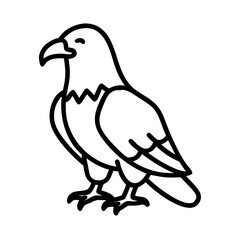 Vector outline illustration of a cute raven bird drawing, cartoon raven, simple raven line art, vector