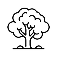 Tree line art drawing vector illustration simple nature forest design isolated on white background