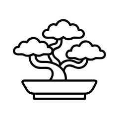 Minimalist bonsai tree vector art illustration zen garden plant outline drawing japanese art style design
