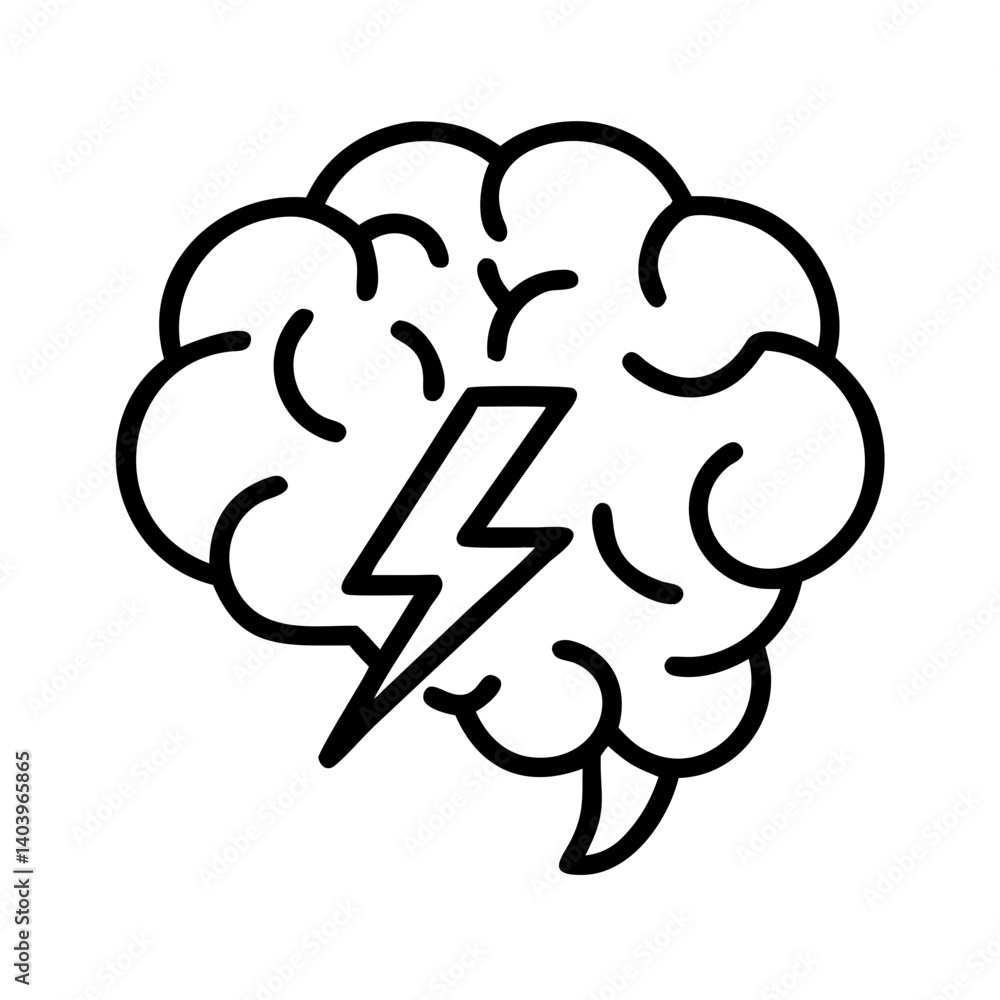 Poster brainstorming creative idea generation and problem solving with lightning bolt concept design vector