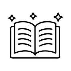 Open book with stars icon reading knowledge education learning study literature library magic story