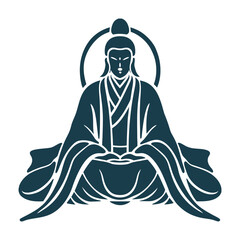 Zhenren (Immortal Sage) Outline of a meditating figure with a flowing robe and topknot - Zhenren Outline: Meditating Sage with Robe and Topknot