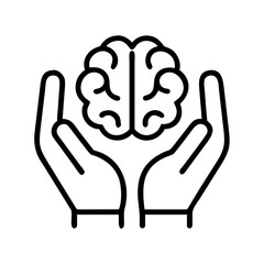 Obraz premium Brain health and mental wellness illustration, human brain care and protection concept design vector