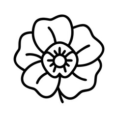 Vector line art flower drawing simple floral design botanical illustration blossom outline clip art