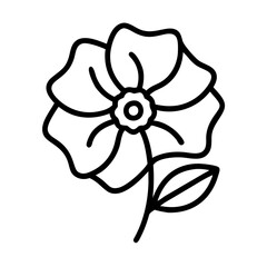 Isolated flower drawing vector illustration, floral outline design element for print and web