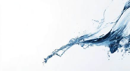 Water splashing elegantly across a white background in the image