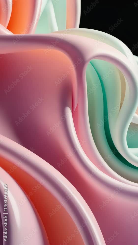 Aufkleber abstract gentle curved shapes flowing with smooth transitions and pastel colors, creating a soft, ai