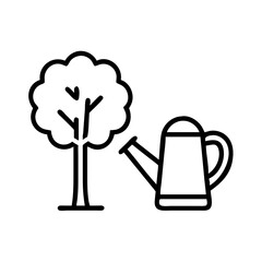 Tree watering can vector illustration for gardening and landscaping design element and icon set