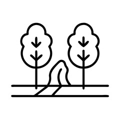 Discover nature landscape icon vector illustration of trees and path for outdoor adventure park
