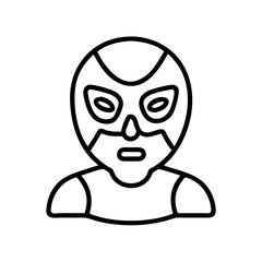 Fototapeta premium Luchador wrestler mask vector icon illustration, mexican wrestling sport symbol design outline style