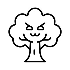 Evil tree vector icon illustration, spooky tree drawing, halloween tree outline, scary tree art vector 90