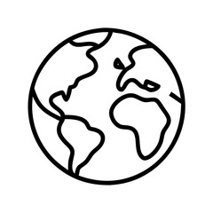 Globe earth world map outline vector illustration for geography education and travel designs