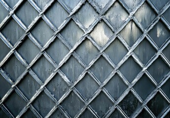 Close-up of a Grimy Window with Diamond-shaped Leaded Panes