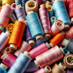 Sewing threads multicolored background closeup