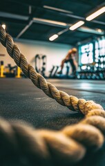Heavy rope workout in gym
