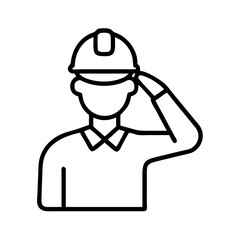 Engineer worker construction worker hardhat safety helmet salute line art icon vector graphic design