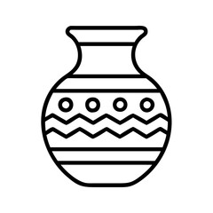 Outline drawing of decorative ceramic vase with geometric patterns for home decor and design use