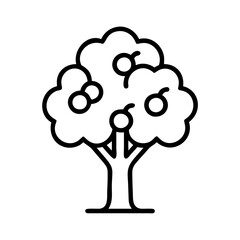 Outline drawing of a fruit tree with apples vector illustration for graphic design needs and print