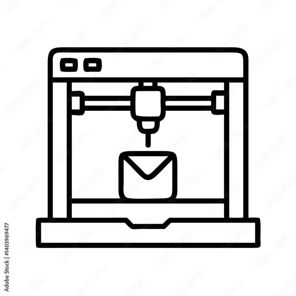 Poster 3d printer machine vector illustration for rapid prototyping and additive manufacturing design icon
