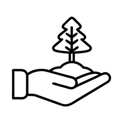 Hand holding tree seedling icon vector illustration for reforestation and environmental care project