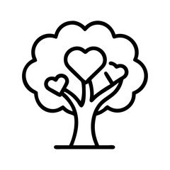 Heart tree vector illustration, love tree icon, family tree concept, valentine tree drawing design