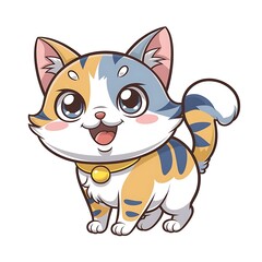 Obraz premium A cute cartoon illustration of a funny Chihuahua puppy and a kitten, both with tails, showcasing their playful and domestic nature, isolated on a white background