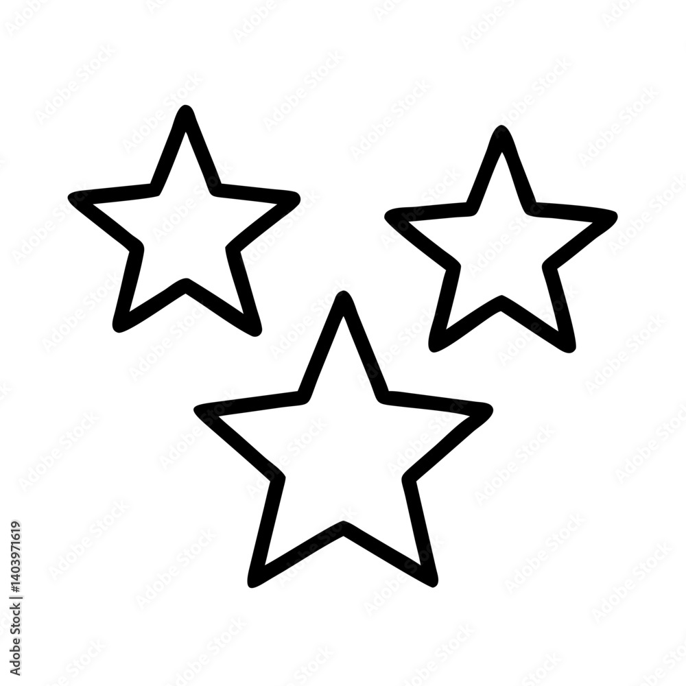 Poster three star outline vector illustration for graphic design and web design projects element art