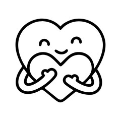 Heart love hug cartoon drawing illustration vector valentine's day graphic design element icon art line