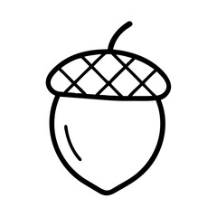 Acorn vector illustration drawing oak nut outline sketch autumn fall season simple clip art design element